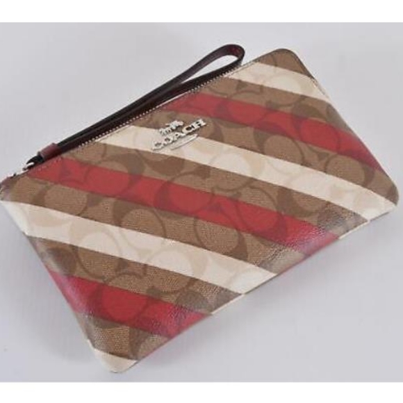 COACH,🇺🇲 Large Corner Zip in Signature Canvas with Diagonal Stripes - Picture 4 of 10